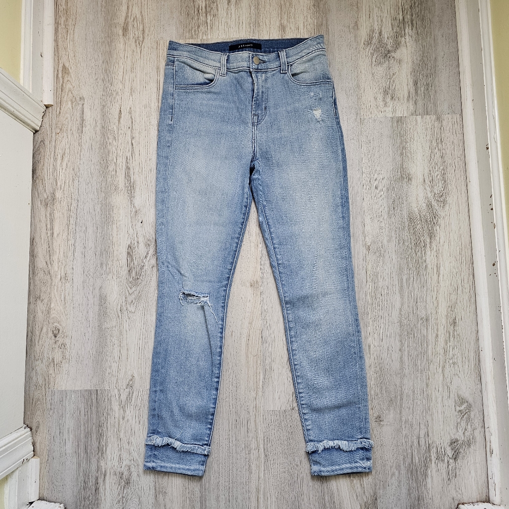 J Brand Jeans Light Indigo Skinny Distressed Denim 26